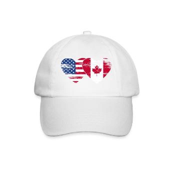 États-Unis, Canada, Drapeau Coeur Utilisé - Casquette classique - blanc/blanc - Devant
