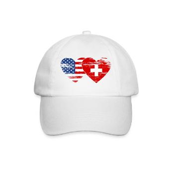 Cœur de drapeau de la Suisse des États-Unis utilisé - Casquette classique - blanc/blanc - Devant