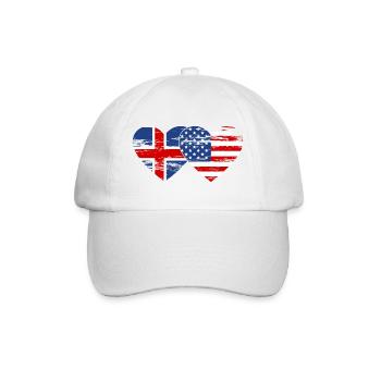 Iceland USA flag heart used - Baseball Cap - white/white - Front