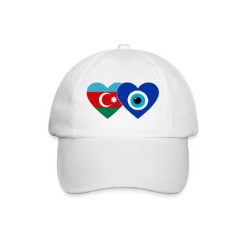 Azerbaijan Nazar Pearl Flag Heart - Baseball Cap - white/white - Front