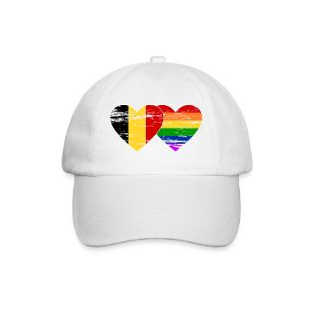 Belgien Regenbogen Flagge used - Baseballkappe - Weiß/Weiß - Vorne