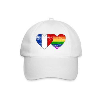 Frankreich Regenbogen Flagge used - Baseballkappe - Weiß/Weiß - Vorne