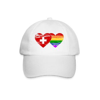 Schweiz Regenbogen Flagge used - Baseballkappe - Weiß/Weiß - Vorne