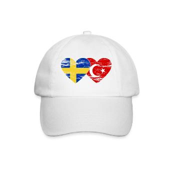 Suède Turquie drapeau coeur utilisé - Casquette classique - blanc/blanc - Devant