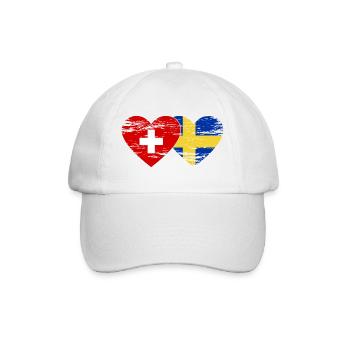 Suisse Suède Drapeau Coeur Utilisé - Casquette classique - blanc/blanc - Devant