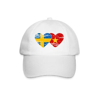 Sweden Vietnam Flag Heart Used - Baseball Cap - white/white - Front