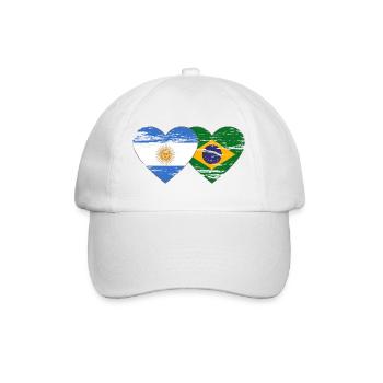 Argentina Brazil Flag Heart Used - Baseball Cap - white/white - Front