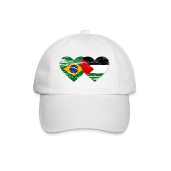 Brazil Palestine Flag Heart Used - Baseball Cap - white/white - Front