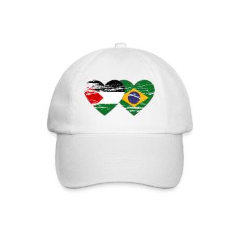 Palestine Brazil Flag Heart Used - Baseball Cap - white/white - Front
