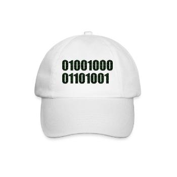 Binärcode "Hi" - Baseballkappe - Weiß/Weiß - Vorne