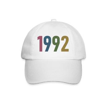 Jahr 1992, 30 Jahre alt, Geschenk zum 30. Geburtstag - Baseballkappe - Weiß/Weiß - Vorne