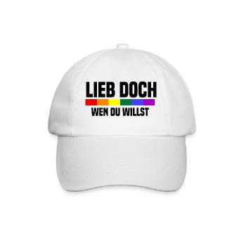 Lieb Doch Wen Du Willst - LGBTQ Spruch - Baseballkappe - Weiß/Weiß - Vorne