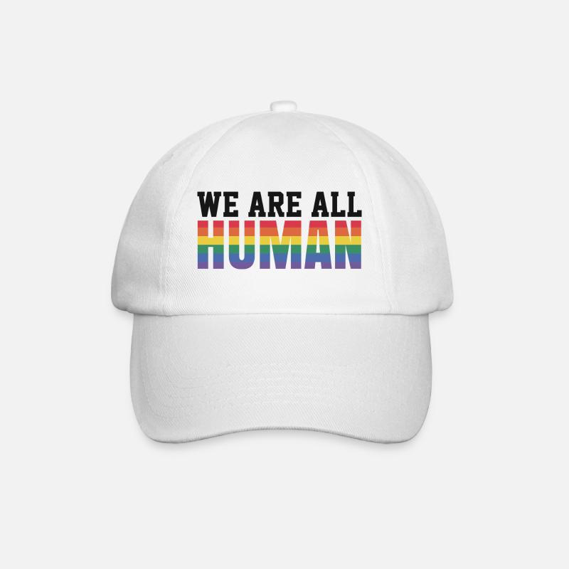We Are All Human LGBTQ Regenbogen - Baseballkappe - Weiß/Weiß