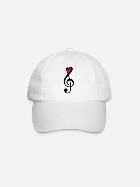 Clef Heart Red Music - Baseball Cap - white/white