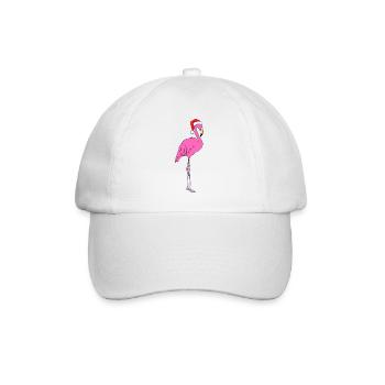 Flamingo with Santa hat - Baseball Cap - white/white - Front