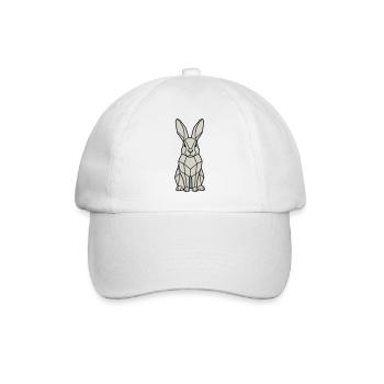 Geometrischer Hase Low Poly Modern - Baseballkappe - Weiß/Weiß - Vorne