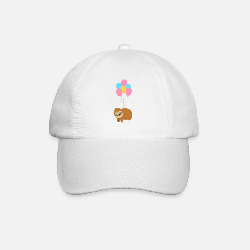 Flying sloth with balloons - Baseball Cap - white/white
