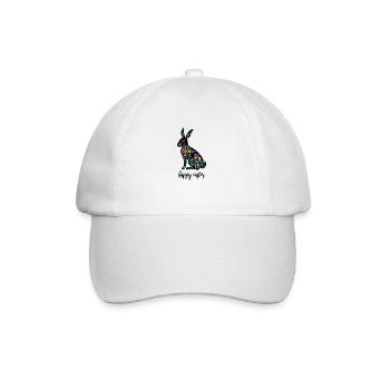 Happy Easter - Bunter Osterhase Floral - Baseballkappe - Weiß/Weiß - Vorne