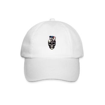 Skull Maus und Fussball lustiges Fussballmotiv - Baseballkappe - Weiß/Weiß - Vorne