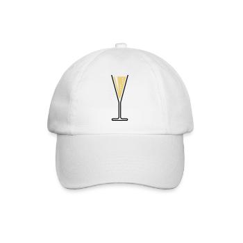 Glass Of Sparkling Wine (Funnel / Open / 2C) - Baseball Cap - white/white - Front