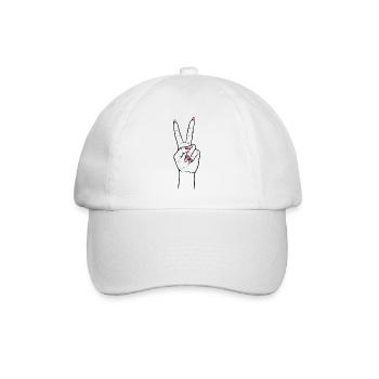 Kawaii Peace Hand – Mignonne design d’ongles roses - Casquette classique - blanc/blanc - Devant