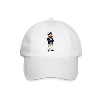 Captain with Whistle Cartoon - Baseball Cap - white/white - Front