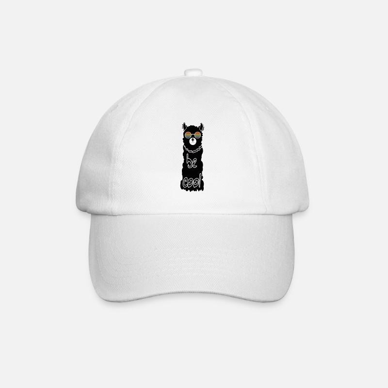 Alpaka mit cooler Sonnenbrille - Baseballkappe - Weiß/Weiß