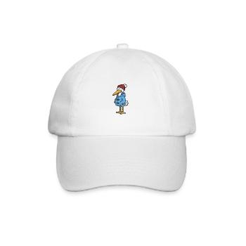 Comic Nordsee Storch Vogel Regenjacke Mütze Winter - Baseballkappe - Weiß/Weiß - Vorne