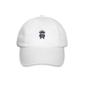 Bulldog chien bande dessinée d’hiver - Casquette classique - blanc/blanc - Devant