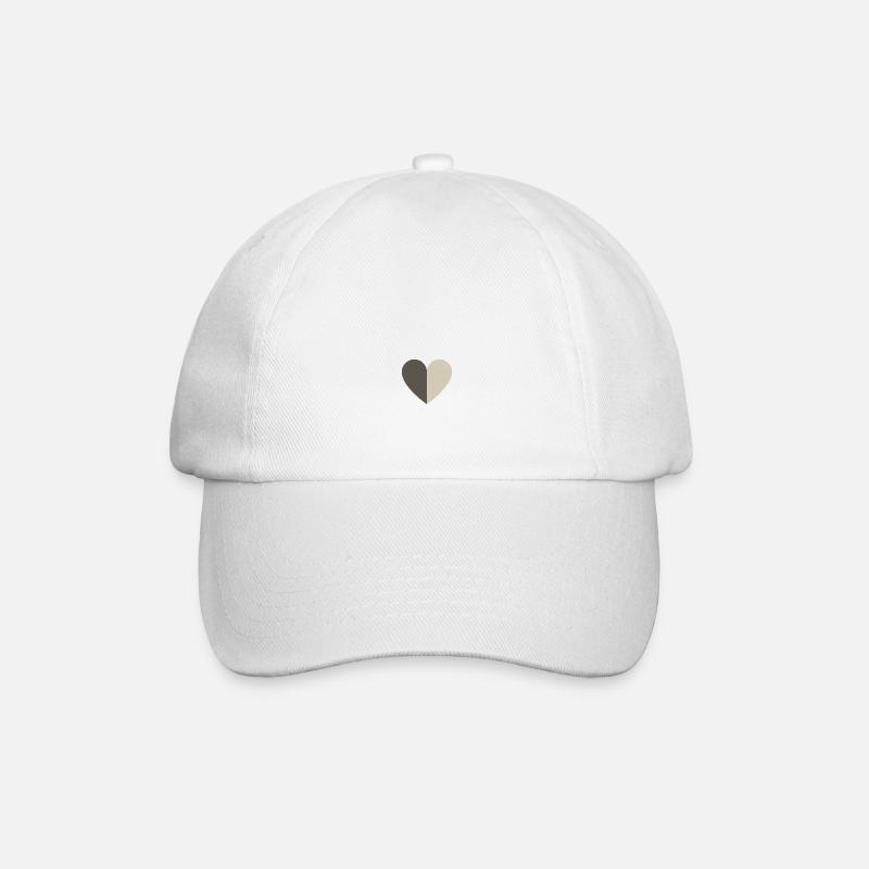 Coeur bicolore brun-beige - Casquette classique - blanc/blanc