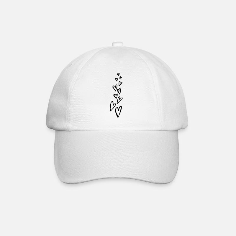 Herzen - Baseballkappe - Weiß/Weiß