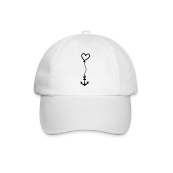 Anker mit Herz am Seil - Baseballkappe - Weiß/Weiß - Vorne