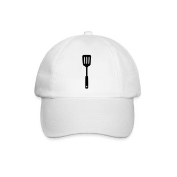  Grillwender BBQ Grillmeister Foodtruck Logo - Baseballkappe - Weiß/Weiß - Vorne