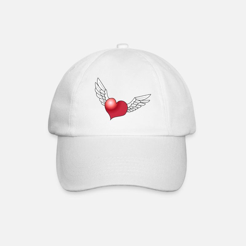 a winged heart - Baseball Cap - white/white