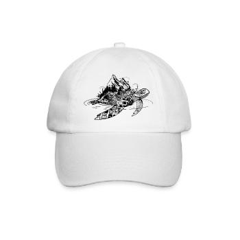 fantasievolle Wasserschildkröte mit Berge - Baseballkappe - Weiß/Weiß - Vorne
