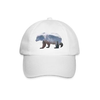 Bär mit Wald - Baseballkappe - Weiß/Weiß - Vorne