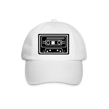 CASSETTE, MUSIC, DJ PARTY, OLDSCHOOL, RETRO - Baseball Cap - white/white - Front