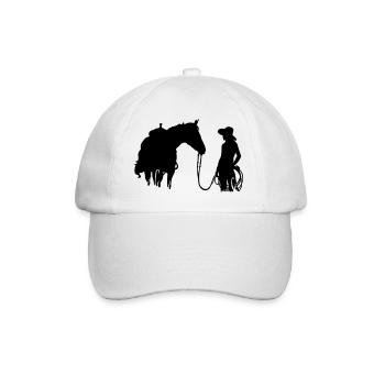 Frau mit Pferd - Baseballkappe - Weiß/Weiß - Vorne