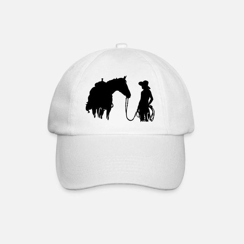 Frau mit Pferd - Baseballkappe - Weiß/Weiß