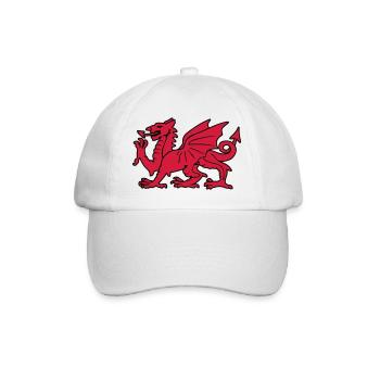welsh red dragon wales cymru - Baseball Cap - white/white - Front