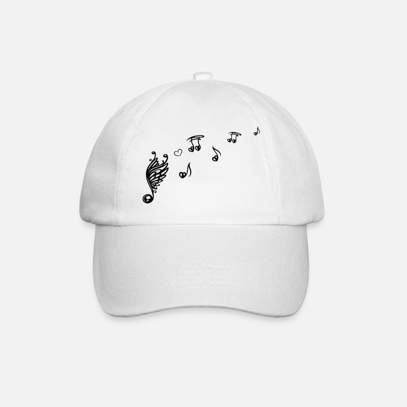 Große Musiknote mit Flügeln und Herz. - Baseballkappe - Weiß/Weiß