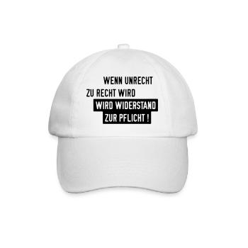 wo-wenn-unrecht-zu-recht- - Baseballkappe - Weiß/Weiß - Vorne