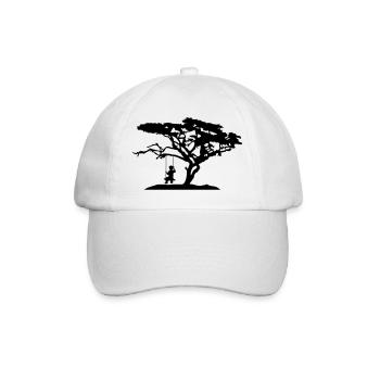 silhouette arbre afrique savane solitaire triste long - Casquette classique - blanc/blanc - Devant