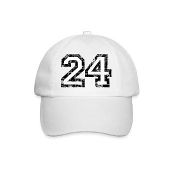 Zahl 24 (Vintage Weiß) 24. Geburtstag Nr. 24 - Baseballkappe - Weiß/Weiß - Vorne