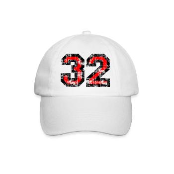 Zahl 32 (Vintage Rot 32. Geburtstag Nr. 32 - Baseballkappe - Weiß/Weiß - Vorne