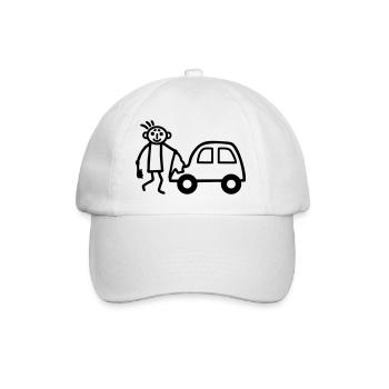 Strichmännchen Autowäsche - Baseballkappe - Weiß/Weiß - Vorne
