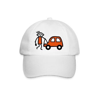 Strichmännchen Autowäsche - V2 - Baseballkappe - Weiß/Weiß - Vorne