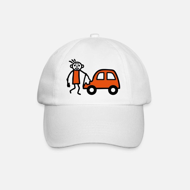 Strichmännchen Autowäsche - V2 - Baseballkappe - Weiß/Weiß