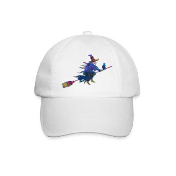Halloween Hexe Hexenbesen Katze bunt magisch 2 - Baseballkappe - Weiß/Weiß - Vorne