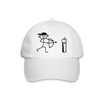 Strichmännchen Apfel schießen - Baseballkappe - Weiß/Weiß - Vorne